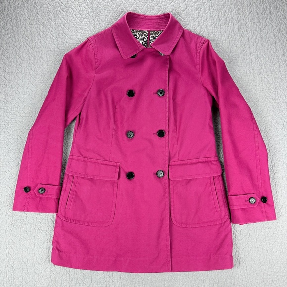Talbots Jackets & Blazers - Talbots Pink Pea Coat Double-Breasted Logo Buttons Paisley Lining Size Small